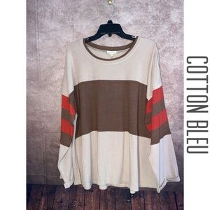 NWT Cotton Bleu LS shimmer tee~color is Mocha Combo~women’s XL~NWT